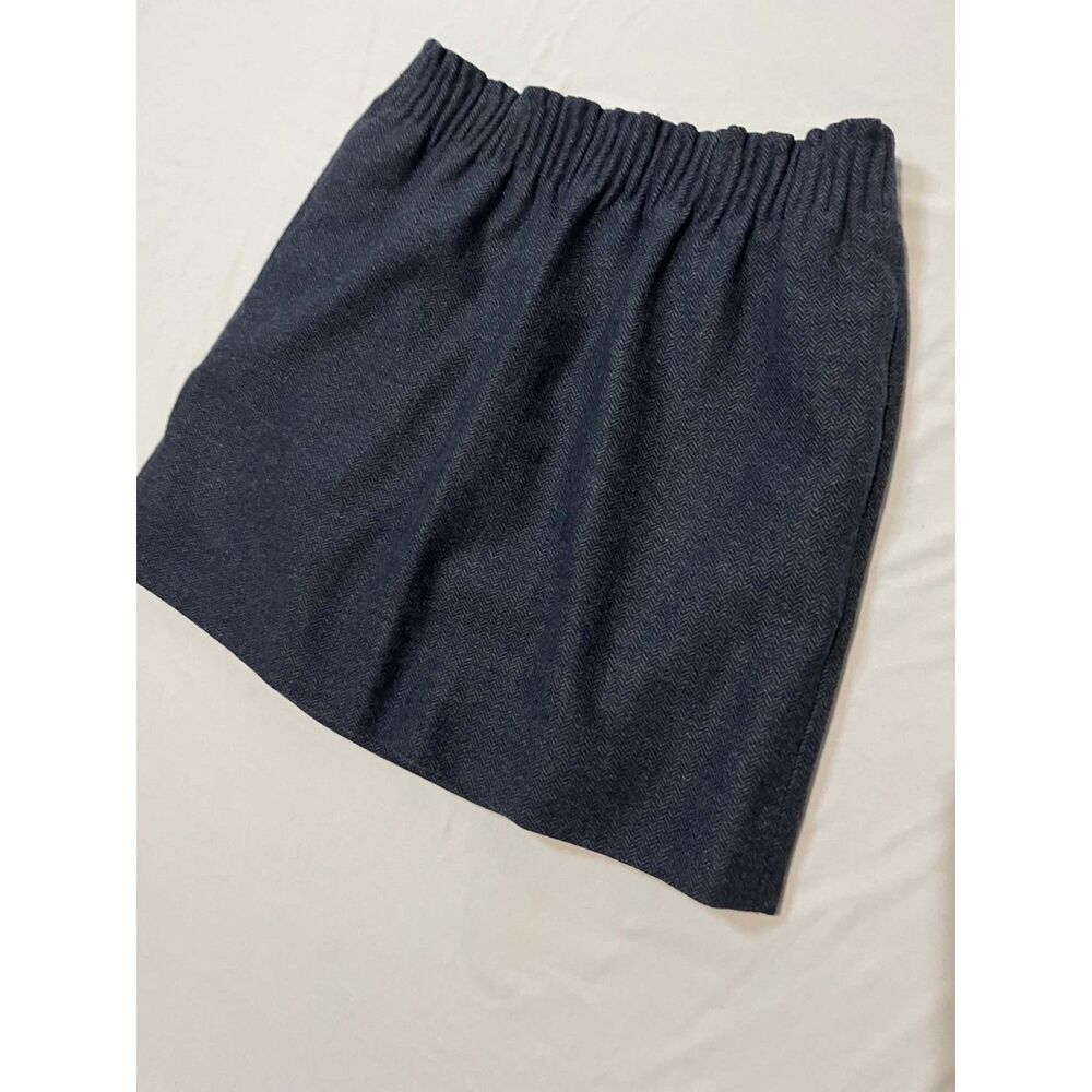 J.Crew Wool Blend Herringbone Mini Skirt Elastic Wool Grey Size 6